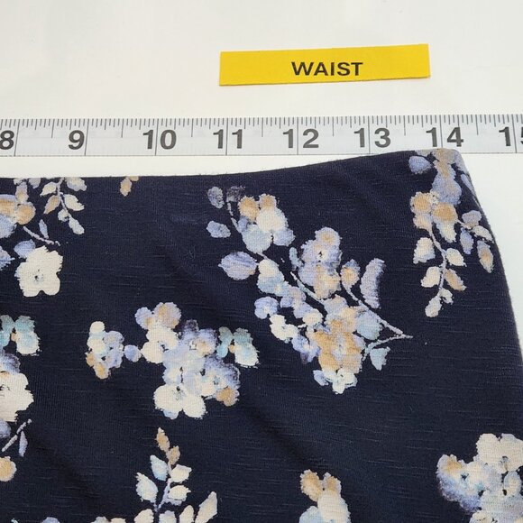 J Jill Floral Knit Midi Skirt Womens XS Petite XSP Navy Blue A Line Casual OO09X - Picture 5 of 6